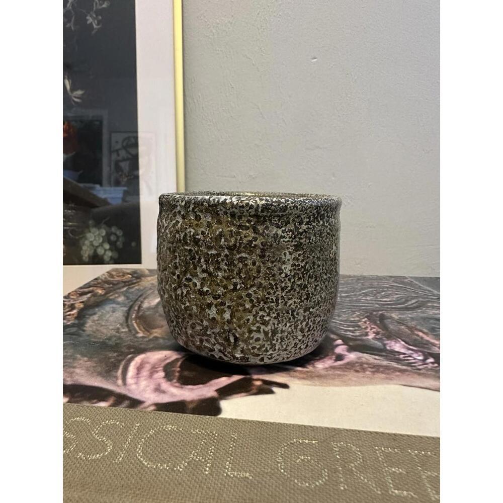 Handmade Ceramic Pottery Cup Textural Speckled Glaze Artist Initialed